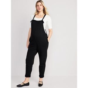 Old Navy Knotted-Strap Fleece Maternity Medium Overalls Black #770